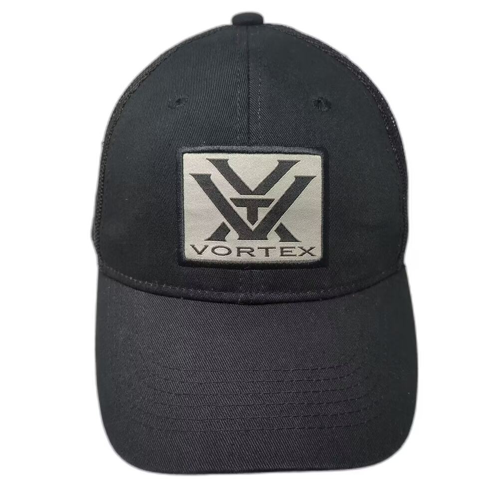Vortex Trucker Hat Black Gray OS Snapback Mesh Logo Patch Embroidered Brim